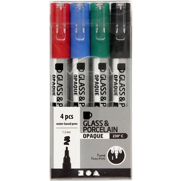 Glas- och porslinstusch - svart - blå - grön - röd - semi opaque - 1-2 mm - 4 st Glas- och porslinstusch - svart - blå - grön - röd - semi opaque - 1-2 mm - 4 st