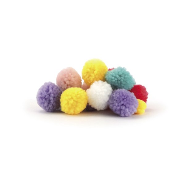 Pomponer i ull, 24 st, Ø 1,5 och 3 cm, pastellfärger Pomponer i ull, 24 st, Ø 1,5 och 3 cm, pastellfärger
