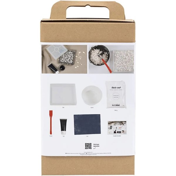 DIY Kit Resingjutning, Fyrkantig bricka med terrazzo DIY Kit Resingjutning, Fyrkantig bricka med terrazzo