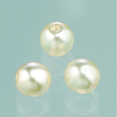 Glassperler voks glans 6 mm - krem 40 stk.