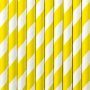 Papirsuger�r med hvide striber 19,5 cm gule - 10-pak