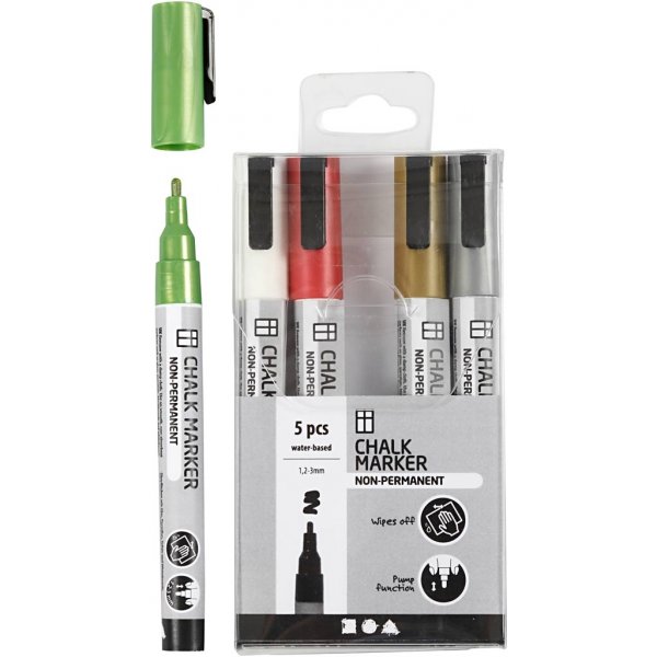 Chalk Markers - metallicfärger - 5 st Chalk Markers - metallicfärger - 5 st