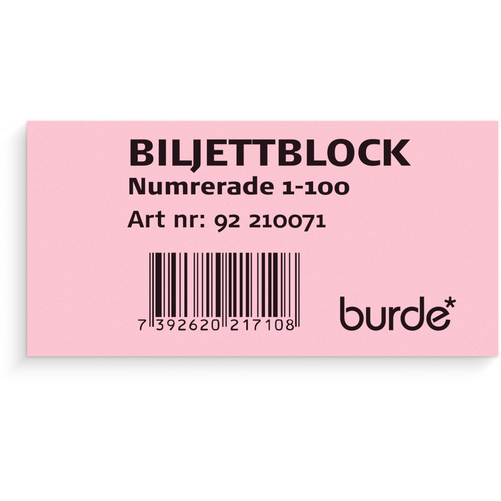 Billetblok 1-100 pink - Formularer, Papir, Kontorartikler