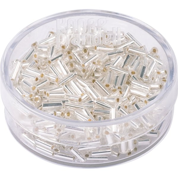 Bohemrocaille p�rlor 5 x 2 mm, silverglans