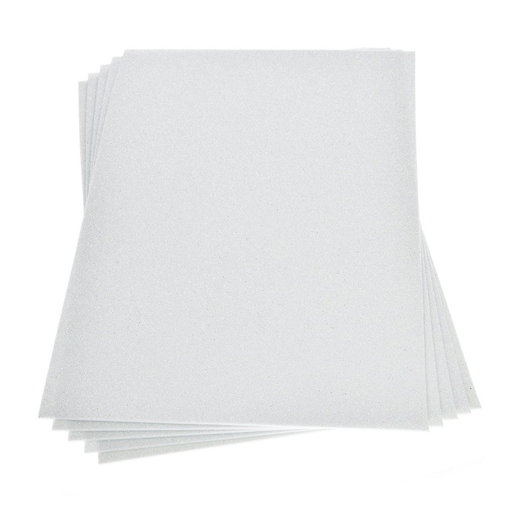 Ark av gummiskum med glitter 200x300x2mm - hvit - Skumgummiark, Dekorgummi, Dekorativt materiale, Hobbymateriale, Håndverk