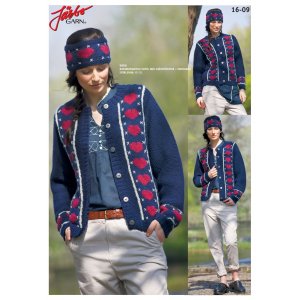 Strikkemønster - Bonderomantisk cardigan med hjertemønster + pannebånd Strikkemønster - Bonderomantisk cardigan med hjertemønster + pannebånd