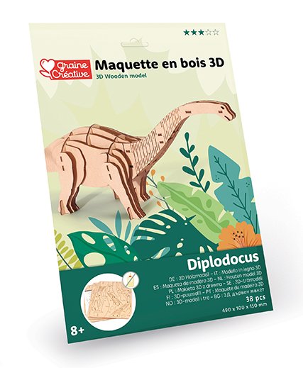 3D-pussel i tr� - Diplodocus, 38 delar