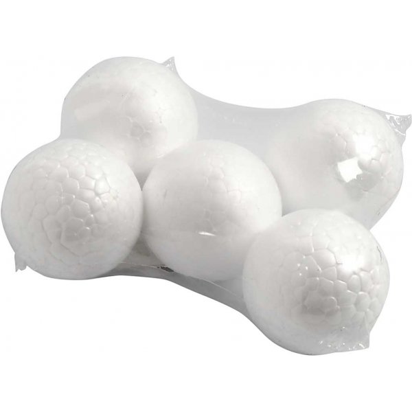 Kulor av frigolit - vit - Ø5 cm - 5 st Kulor av frigolit - vit - Ø5 cm - 5 st