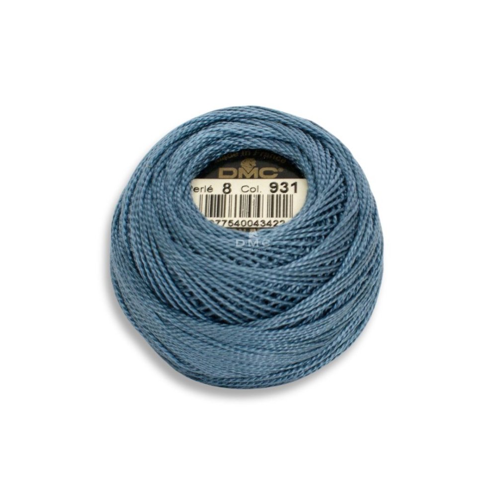 DMC Pearl Cotton Art. 116/8, 931 Medium Antique Blue - Broderigarn, Garn, Sticka & virka