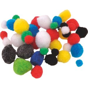 Pomponer i blandade f�rger 8-20 mm, 100-pack
