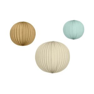 Papperslyktor - 3 st - Brun, beige och ljusbl�