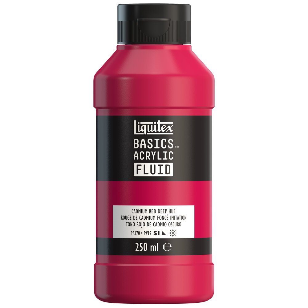 Akrylfärg - Liquitex Basics Fluid - 250ml - Cadmium Red Deep Hue - Akrylfärger, Konstnärsfärger