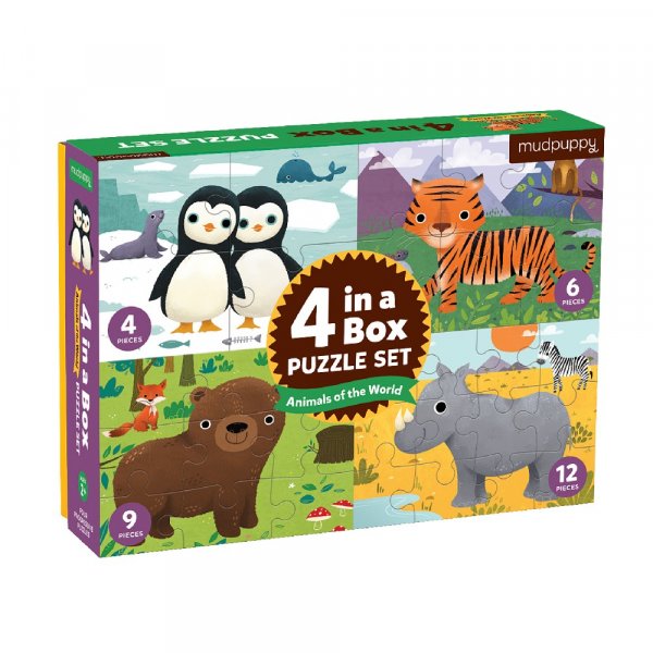 Puslespillpakke 4-i-1 - Verdens dyr