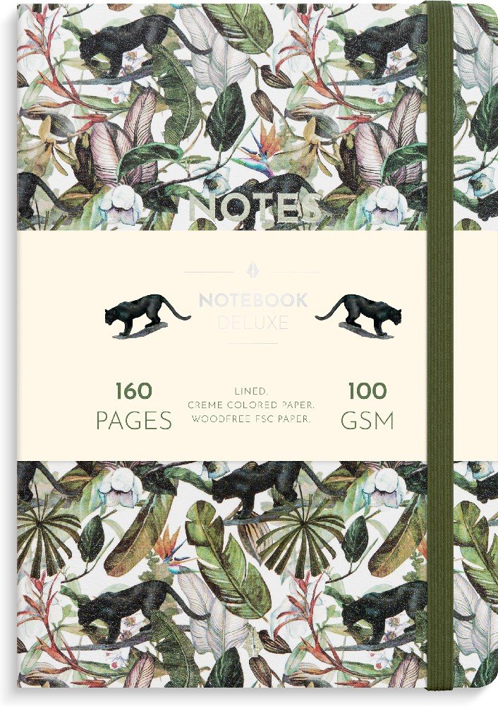 Burde Notebook Deluxe - A5 linieret - Panther - Notesbøger, Kontorartikler