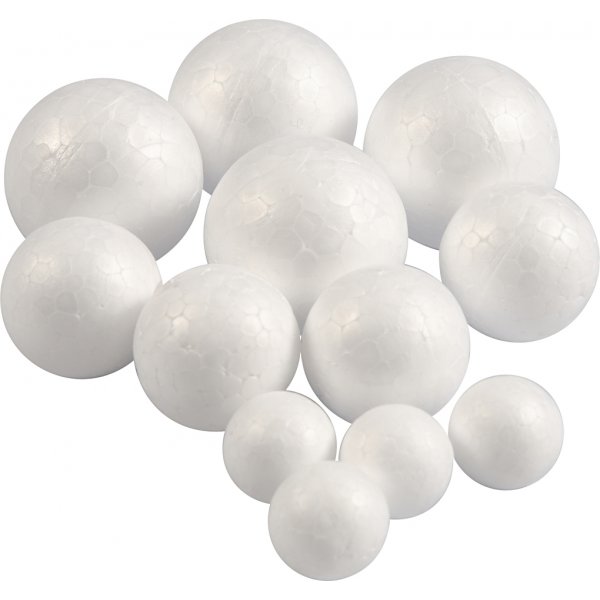 Kulor av frigolit - vit - Ø20+30+40 mm - 12 st Kulor av frigolit - vit - Ø20+30+40 mm - 12 st