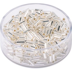 Bohemrocaille p�rlor 5 x 2 mm, silverglans