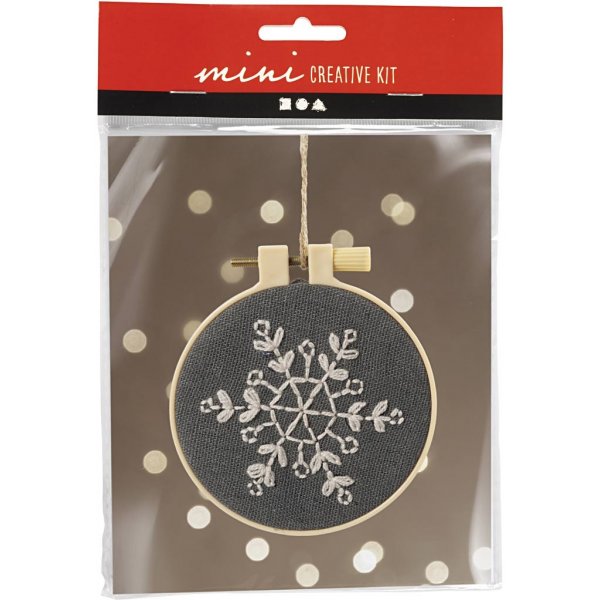 Mini DIY Kit Broderi - grå - Snöflinga Mini DIY Kit Broderi - grå - Snöflinga