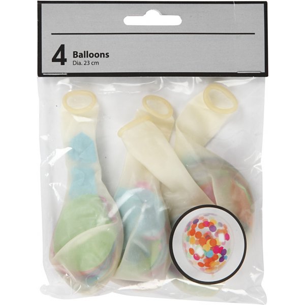 Ballonger med konfetti - transparent - Ø23 cm - 4 st Ballonger med konfetti - transparent - Ø23 cm - 4 st