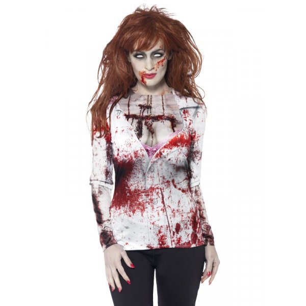 Zombie kvinna T-trja, maskeraddrkt - Medium