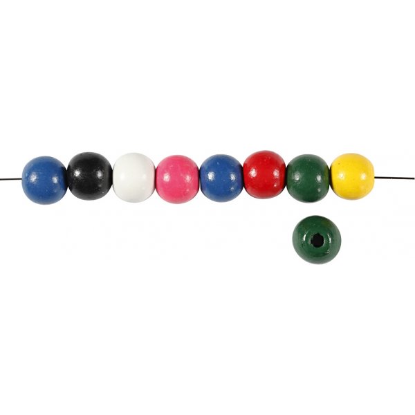 Träpärlor - runda - mixade färger - 22 g Träpärlor - runda - mixade färger - 22 g