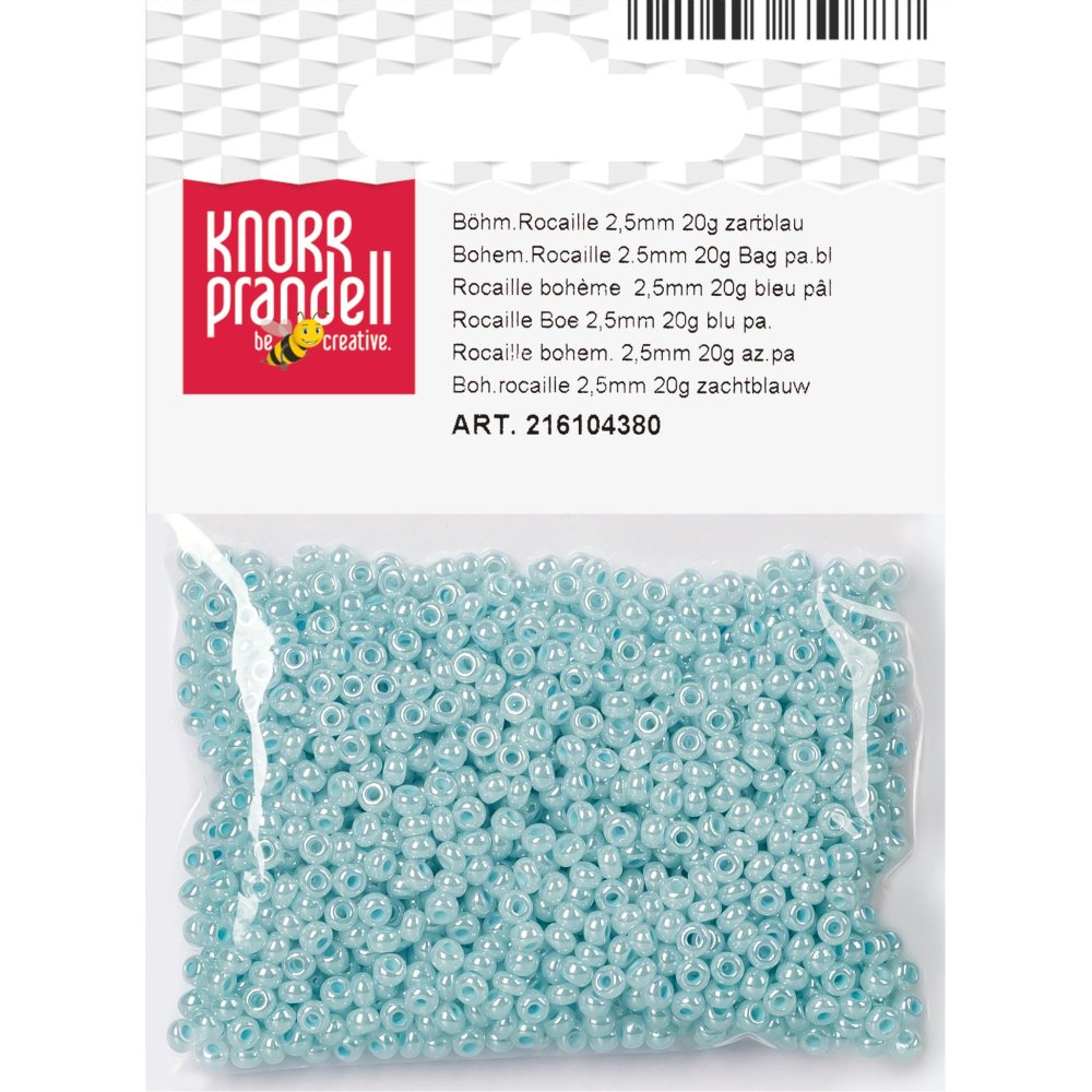 Bohemske rocailleperler 2,5 mm, 20 g, lyseblå - Blandinger af rocaillesperler, Rocaillesperler, Håndværk
