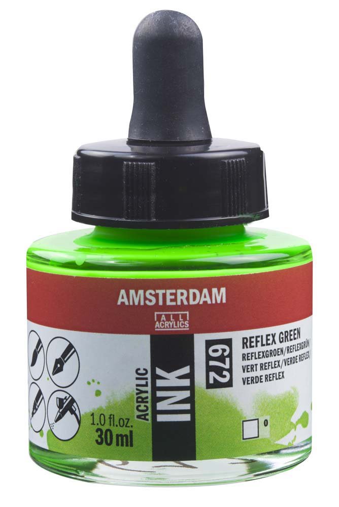 Akryltusch Amsterdam 30 ml - Reflex Green - Tusch & Blæk, Kunstnerfarver