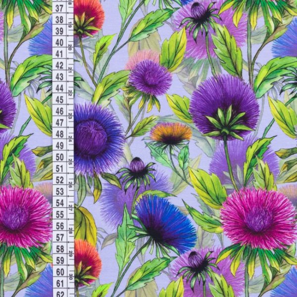 Mønstret Jersey 150 cm - Kornblomst Lilla Mønstret Jersey 150 cm - Kornblomst Lilla