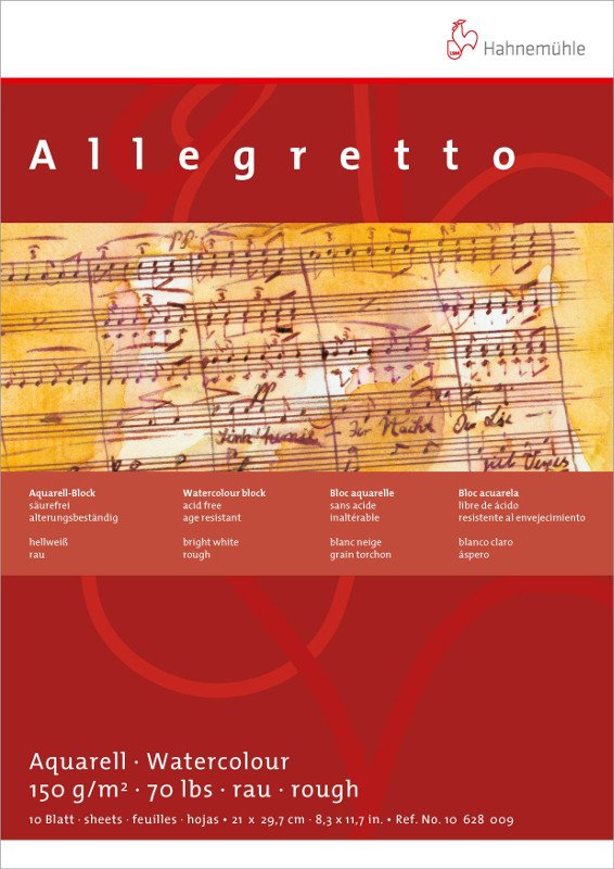 Akvarelblok Hahnemühle Allegretto 150 g Fin-Grov - 29,7x42,0 cm - Akvarelpapir, Blok
