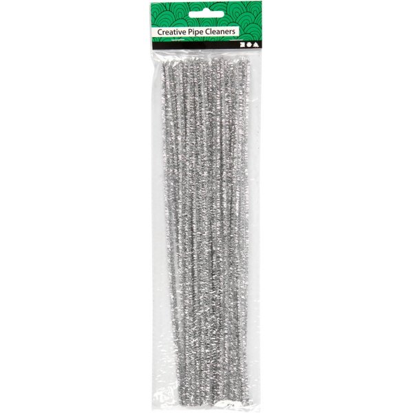 Piprensare - 6 mm - ilver - glitter - 24 st Piprensare - 6 mm - ilver - glitter - 24 st