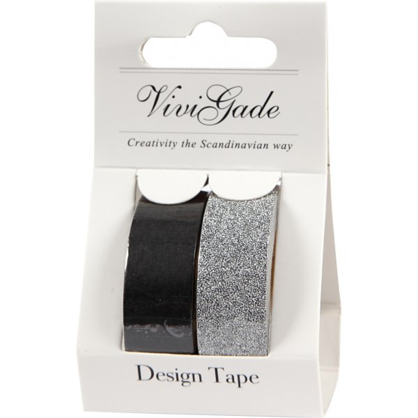 Vivi Gade Washitejp - svart/glitter Vivi Gade Washitejp - svart/glitter