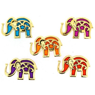 Flerfarvede Knapper 25x17 mm - Bollywoods Elephants