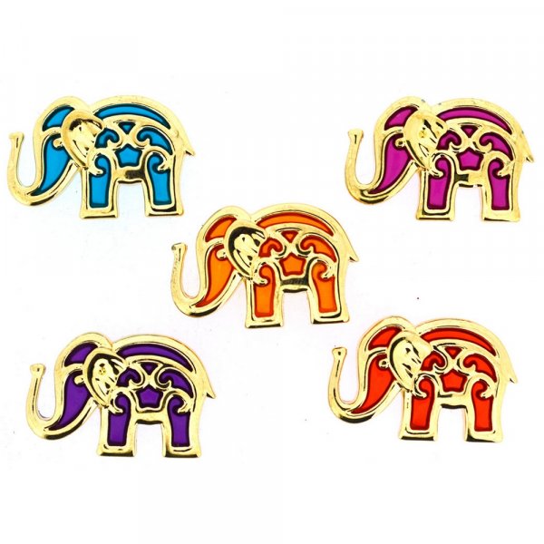 Flerfarvede Knapper 25x17 mm - Bollywoods Elephants