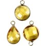 Smykkeanheng med cabochonsmykke i glass og metall 15-20 mm Gul 6 stk Smykkeanheng med cabochonsmykke i glass og metall 15-20 mm Gul 6 stk