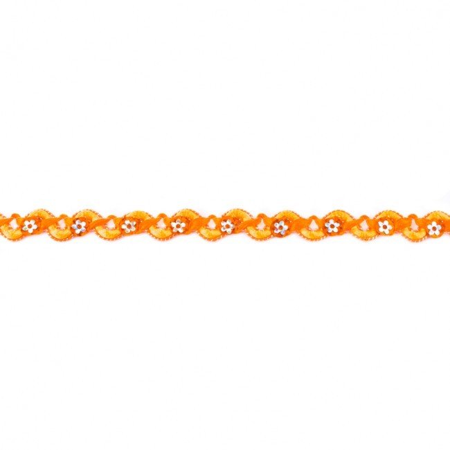 Bort/kantbånd med pailletter - Ric Rac - Orange - Rand, Bånd & dekorationsbånd, Tekstilbånd & snor