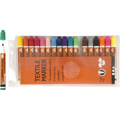 Tekstilpenner - blandede farger - 18 stk