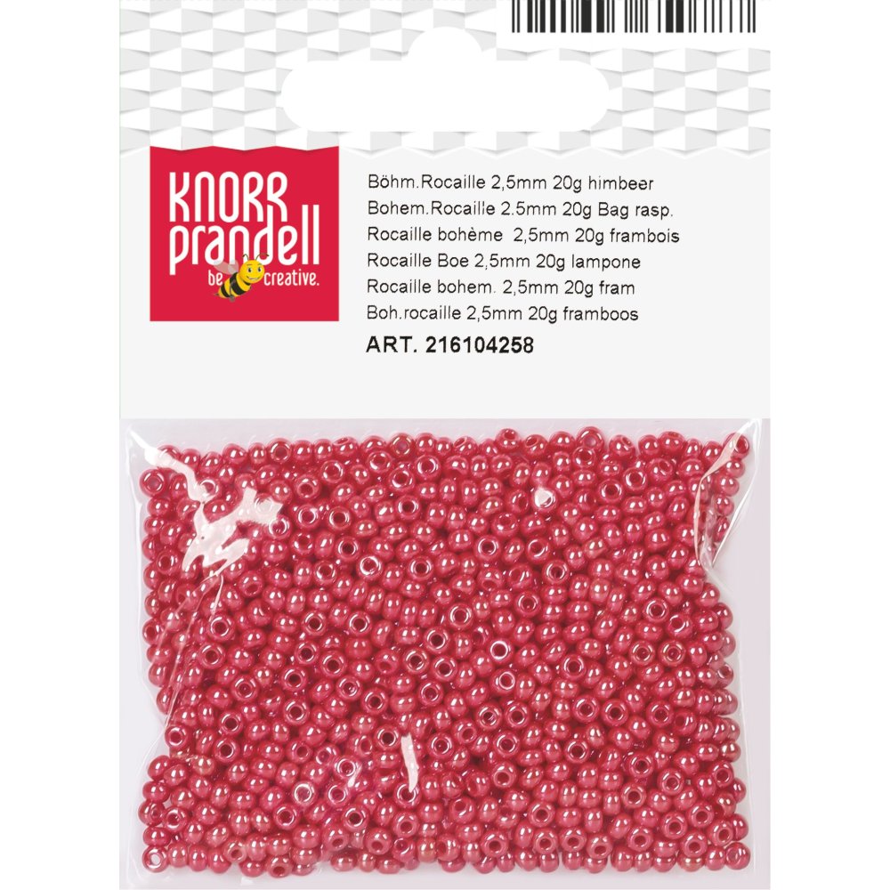 Boheme rocailleperler 2,5 mm, 20 g, hindbærrød - Blandinger af rocaillesperler, Rocaillesperler, Håndværk