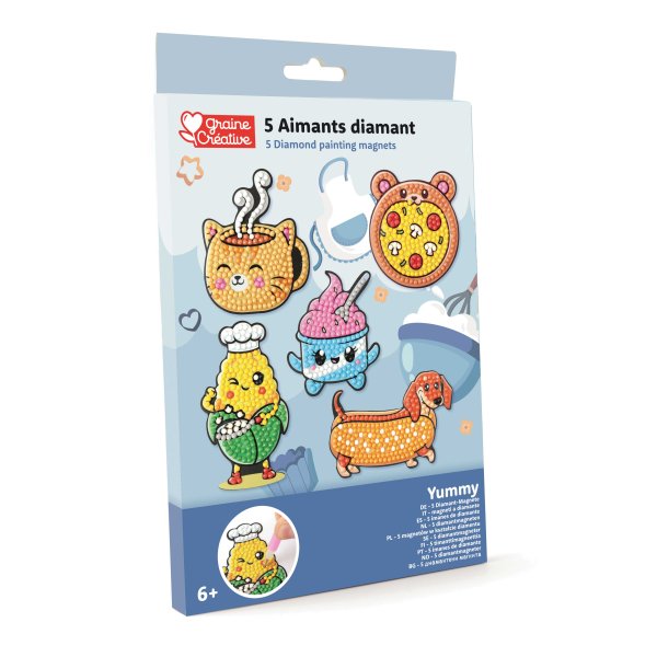 Diamond painting magneter f�r barn - Yummy, 5 st