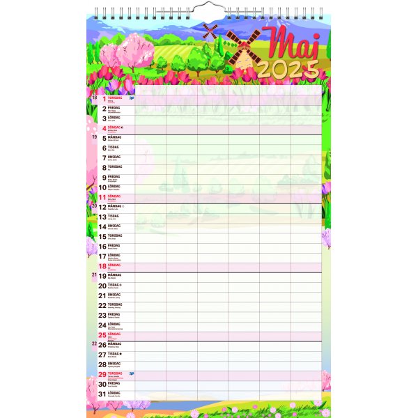 Familjekalender - 6 kolumner - 18 mån Familjekalender - 6 kolumner - 18 mån
