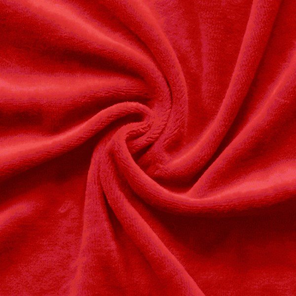 Nicki Velour Bomuldsstof Rød - 145 cm - Velour stof, Bomuldsstof, Stof