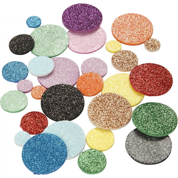 Dekorgummicirklar - mixade glitterfärger - 150 st Dekorgummicirklar - mixade glitterfärger - 150 st
