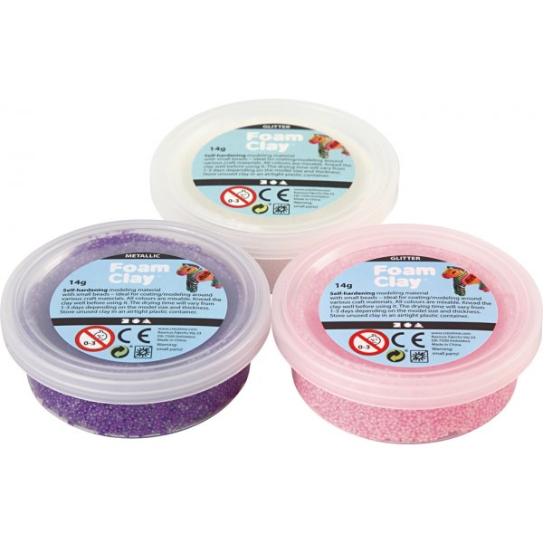 Foam Clay® - rosa - lila - vit - glitter,metallic - 3 x 14 g Foam Clay® - rosa - lila - vit - glitter,metallic - 3 x 14 g