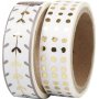 Washi tape - Gull/hvit - Hjerter og prikker - folie