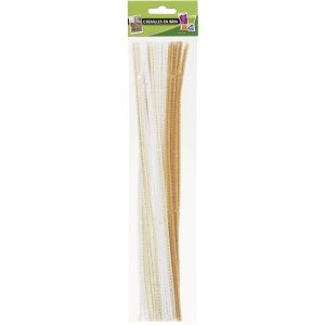 Chenillepinnar 6 mm, 20-pack, blandade vita f�rger