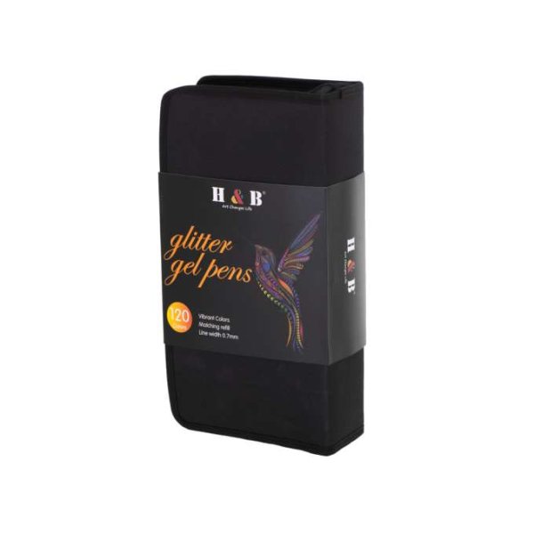 Gelpenner i etui, 120 stk. med 120 refiller