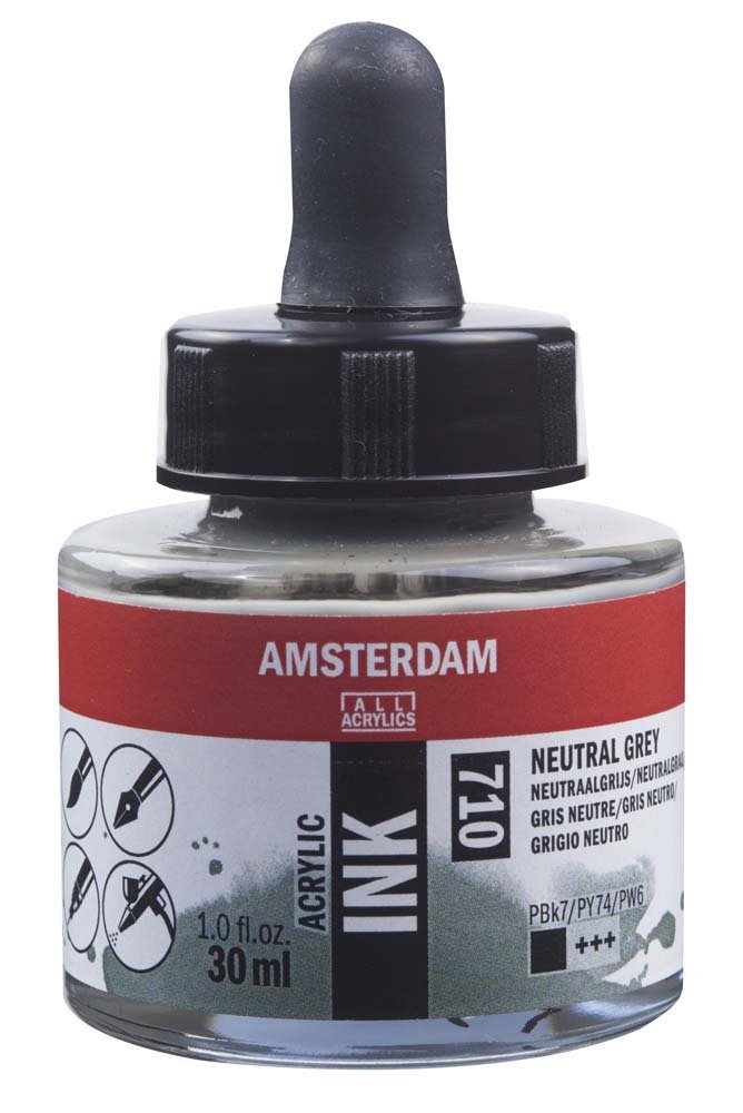 Akrylblekk Amsterdam 30 ml - Neutral Grey - Tusj & blekk, Kunstnermalinger