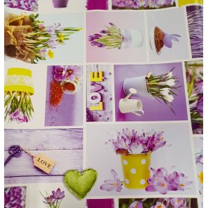 Vaxduk PVC tulpanblommning i lila 140 cm
