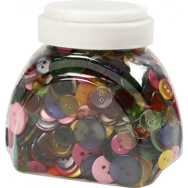Knappmix - 2 hål - mixade färger - 800 st Knappmix - 2 hål - mixade färger - 800 st