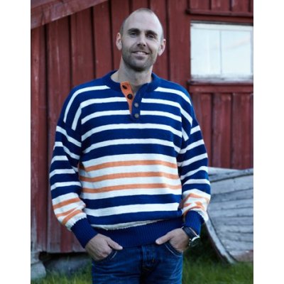 Strikkeopskrift - Langrmet herresweater (med Knapkrave)