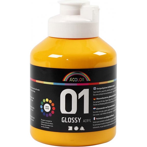 Skolfärg - Akryl - gul - blank - 500 ml Skolfärg - Akryl - gul - blank - 500 ml