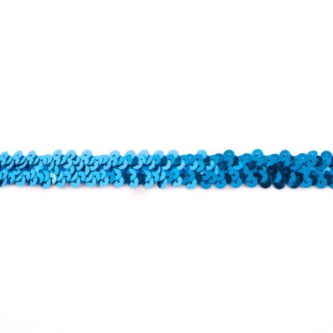 Bort/kantbånd med pailletter - Stretch 20 mm - Koboltblå - Rand, Bånd & dekorationsbånd, Tekstilbånd & snor